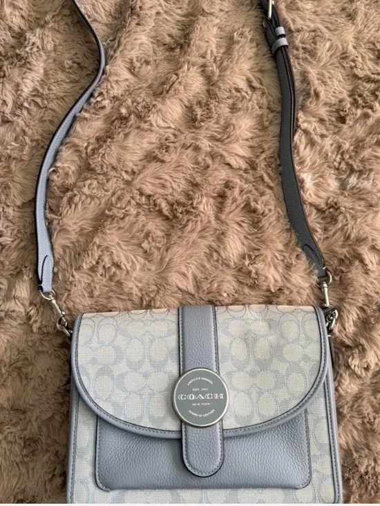 Coach Lonnie blue signature jacquard blue crossbody - Picture 4 of 7
